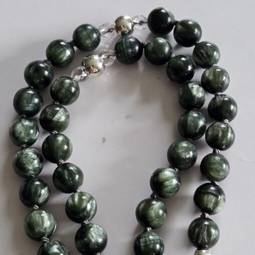 Seraphinit-Mala (1) mit Seraphinit-Anhänger (Oval) und Armband  – Bild 13