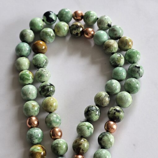 Variscit-Kupfer-Mala mit Variscit-Donut und Armband – Bild 13