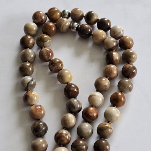 Versteinerte Holz-Mala (1) mit versteinertem Holz-Anhänger (Tropfen) und Armband – Bild 13