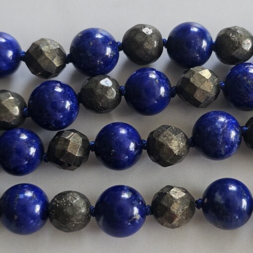 Lapislazuli-Pyrit (facettiert) -Mala mit Seidenquaste – Bild 12