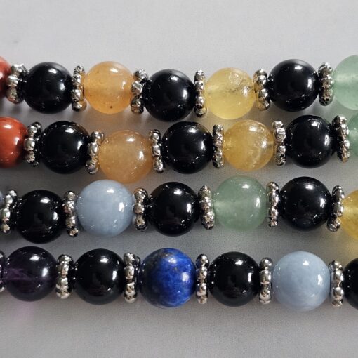 Turmalin (schwarz) -Chakra-Mala (2) mit grünem Aventurinquarz-Donut – Bild 13