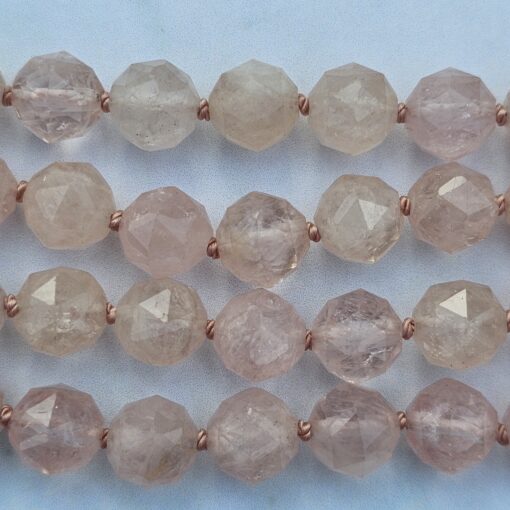 Morganit (Beryll, facettiert) -Mala mit 925 Silberquaste und Armband – Bild 14
