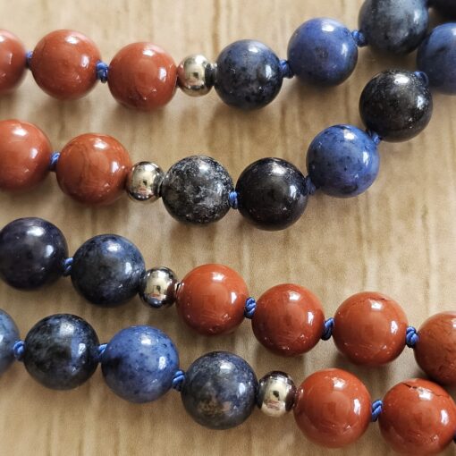 Dumortierit-Jaspis (rot) -Mala (1) mit Dumortierit-Donut – Bild 14