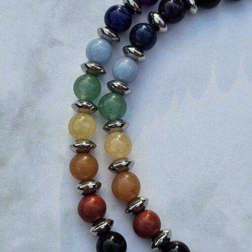 Obsidian-Chakra-Mala (2) mit gelbem Aragonit-Donut – Bild 14