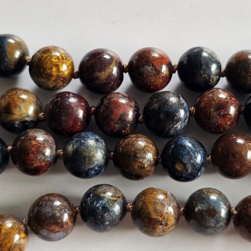 Pietersit-Mala (2) mit rundem, bläulichem Pietersit-Anhänger und Armband – Bild 14