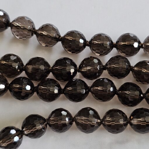 Rauchquarz (facettiert) -Mala mit Kreuzanhänger aus 925 Silber und Rauchquarz sowie Armband – Bild 14