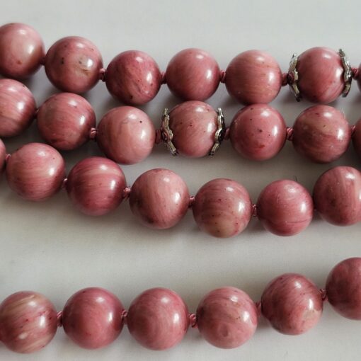 Rhodonit-Mala mit Rhodonit-Donut und Armband – Bild 14