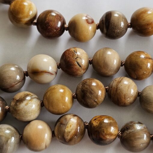 Versteinerte Holz-Mala (1) mit versteinertem Holz-Anhänger (Tropfen) und Armband – Bild 14