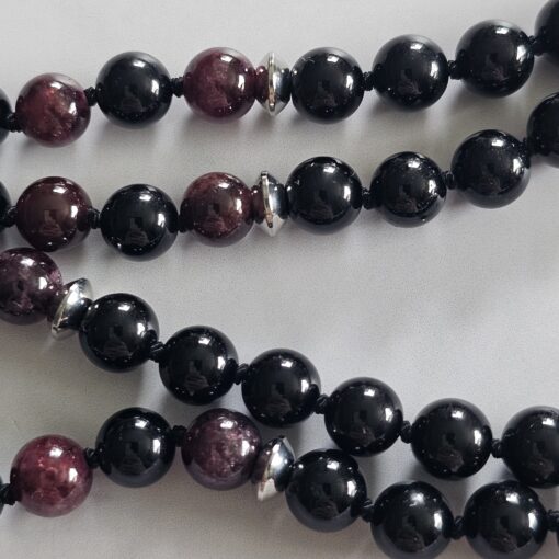 Granat-Turmalin (schwarz) -Mala mit Edelstahl-Anhänger (Engel mit Herz) – Bild 14