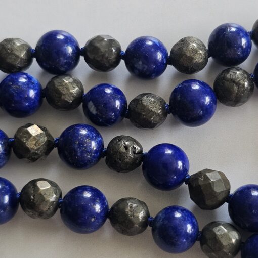 Lapislazuli-Pyrit (facettiert) -Mala mit Seidenquaste – Bild 13