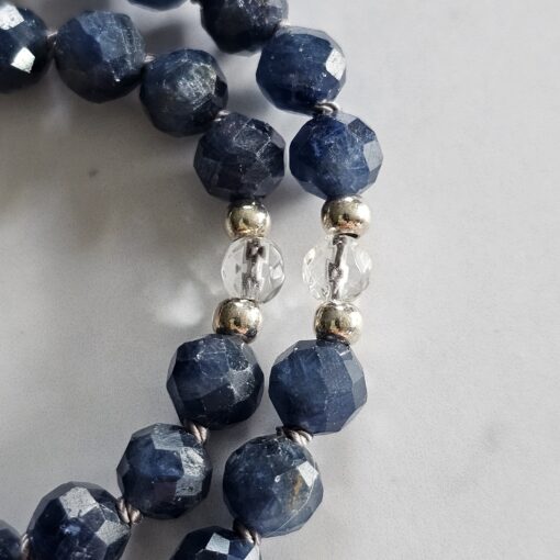 Saphir (blau und facettiert) -Bergkristall (facettiert) -Mala (1) mit 925  Silberquaste – Bild 14