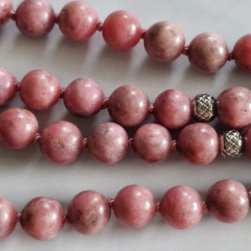 Thulit-Rosenquarz-Mala mit Thulit-Anhänger (Oval) und Armband – Bild 14