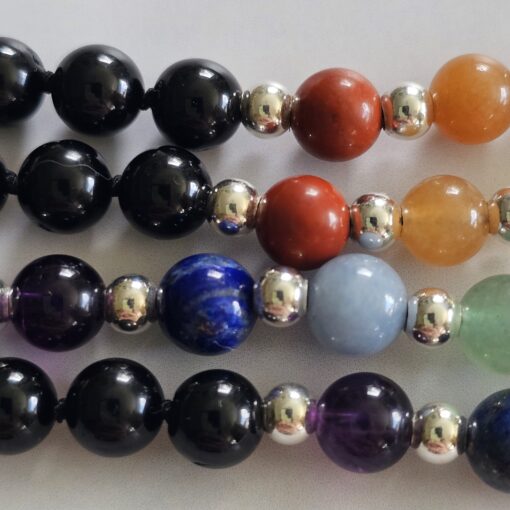 Turmalin (schwarz) -Chakra-Mala (1) mit rotem Jaspis-Donut – Bild 14