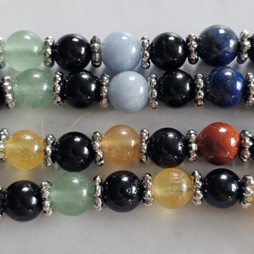 Turmalin (schwarz) -Chakra-Mala (2) mit grünem Aventurinquarz-Donut – Bild 14
