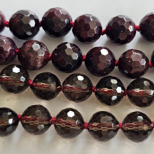 Granat (facettiert) -Rauchquarz (facettiert) -Rosenquarz (facettiert) -Mala (2) mit Edelstahl-Anhänger (Engelsflügel) und Armband – Bild 14