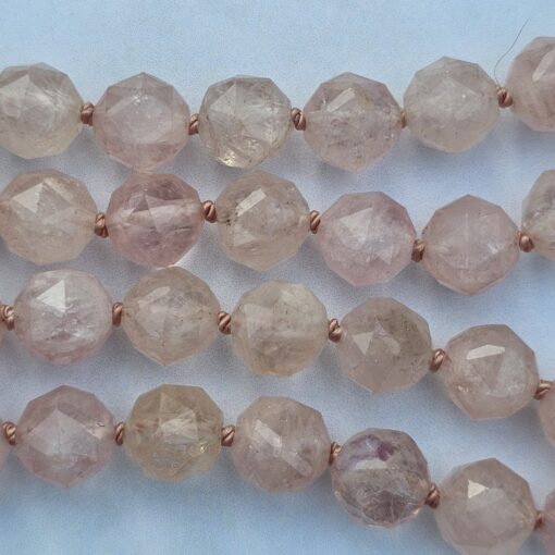 Morganit (Beryll, facettiert) -Mala mit 925 Silberquaste und Armband – Bild 15