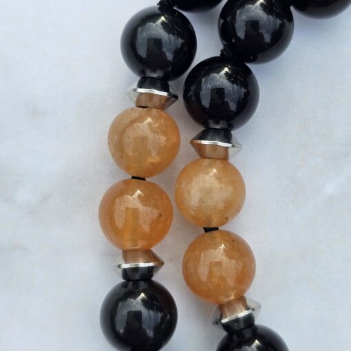 Obsidian-Chakra-Mala (1) mit Edelstahlanhänger (Blume des Lebens) – Bild 15