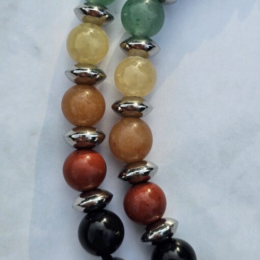 Obsidian-Chakra-Mala (2) mit gelbem Aragonit-Donut – Bild 15