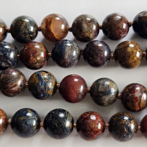 Pietersit-Mala (2) mit rundem, bläulichem Pietersit-Anhänger und Armband – Bild 15
