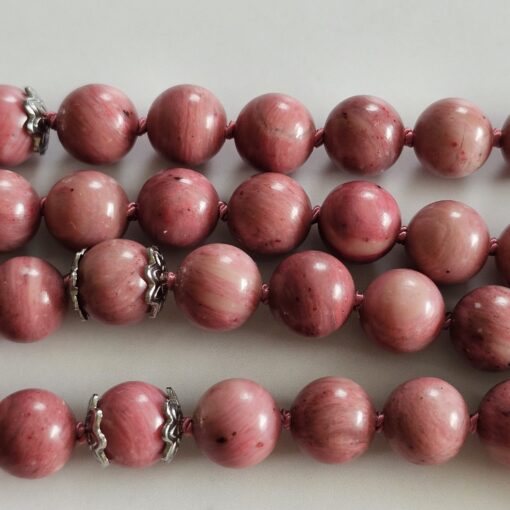 Rhodonit-Mala mit Rhodonit-Donut und Armband – Bild 15