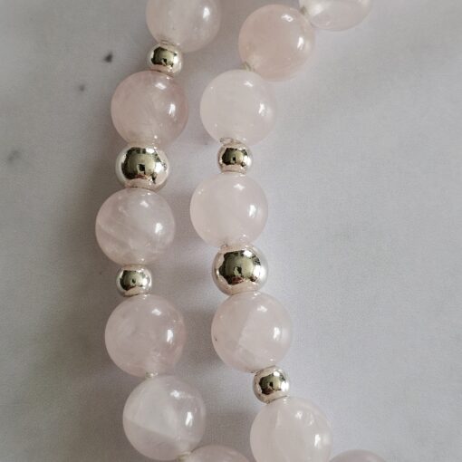 Rosenquarz-Mala mit Rosenquarz-Navette – Bild 15