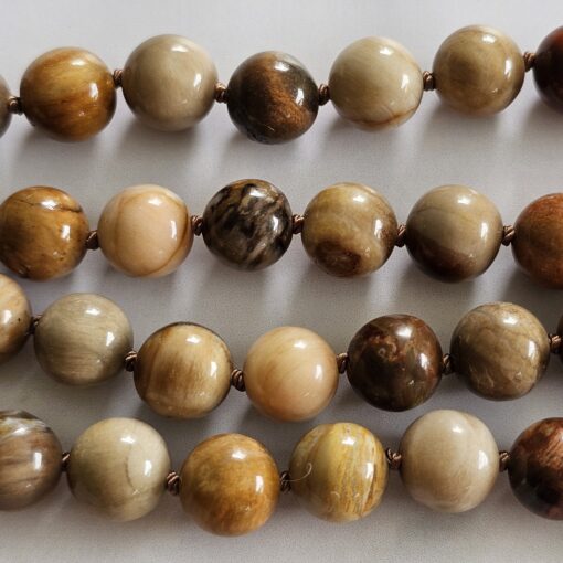 Versteinerte Holz-Mala (1) mit versteinertem Holz-Anhänger (Tropfen) und Armband – Bild 15
