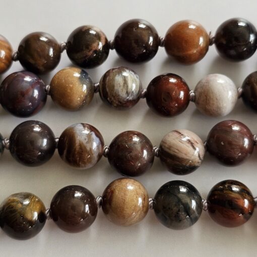 Versteinerte Holz-Mala (2) mit kleinerem, versteinertem Holz-Anhänger (Freiform) und Armband – Bild 15