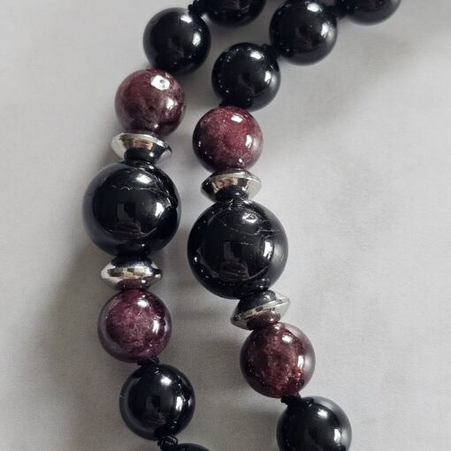 Granat-Turmalin (schwarz) -Mala mit Edelstahl-Anhänger (Engel mit Herz) – Bild 15