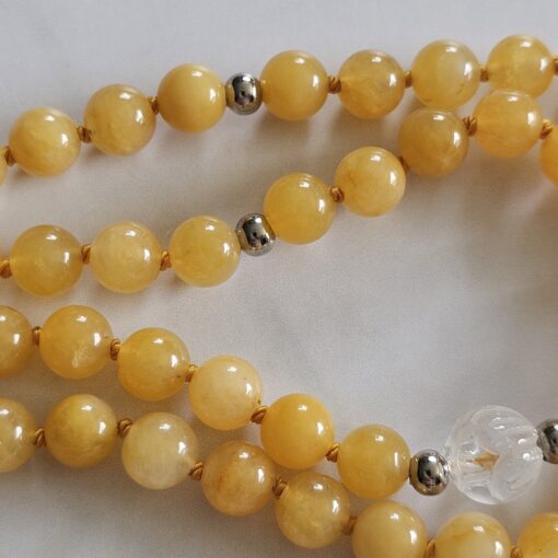 Jade (gelb) -Bergkristall-Mala mit gelbem Jade-Donut – Bild 15