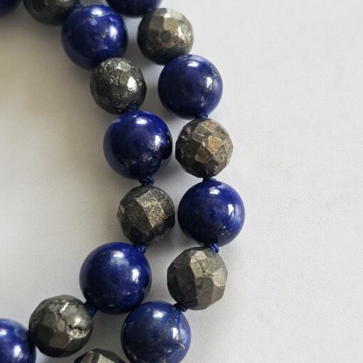 Lapislazuli-Pyrit (facettiert) -Mala mit Seidenquaste – Bild 14