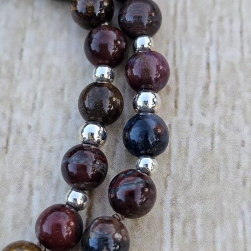 Pietersit-Mala (2) mit Pietersit-Anhänger in 925 Silberfassung – Bild 15