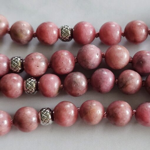 Thulit-Rosenquarz-Mala mit Thulit-Anhänger (Oval) und Armband – Bild 15