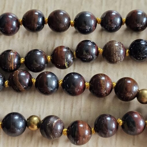 Tigereisen-Messing-Mala (2) mit Tigereisen-Anhänger (Tropfen) und Armband – Bild 15