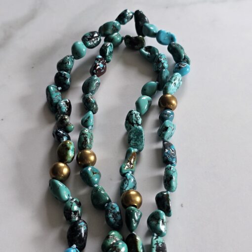 Türkis (Kiesel) -Messing-Mala mit Türkis-Anhänger (Freiform) und 2 Armbändern – Bild 13