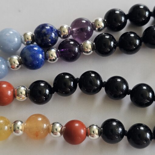Turmalin (schwarz) -Chakra-Mala (1) mit rotem Jaspis-Donut – Bild 15