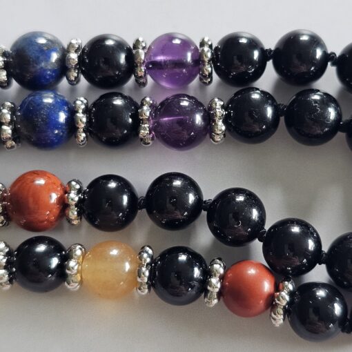 Turmalin (schwarz) -Chakra-Mala (2) mit grünem Aventurinquarz-Donut – Bild 15