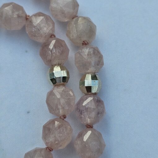 Morganit (Beryll, facettiert) -Mala mit 925 Silberquaste und Armband – Bild 16