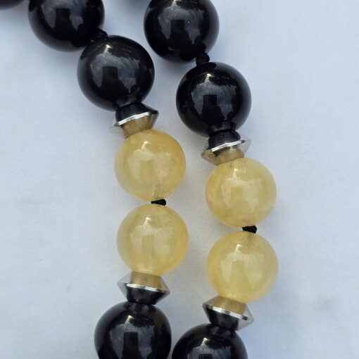 Obsidian-Chakra-Mala (1) mit Edelstahlanhänger (Blume des Lebens) – Bild 16