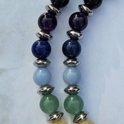 Obsidian-Chakra-Mala (2) mit gelbem Aragonit-Donut – Bild 16