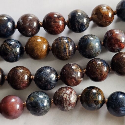 Pietersit-Mala (2) mit rundem, bläulichem Pietersit-Anhänger und Armband – Bild 16