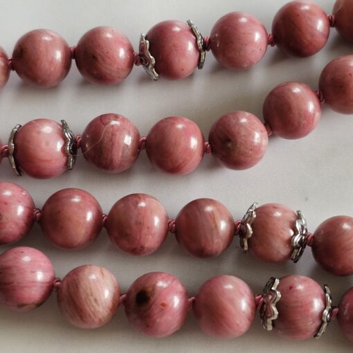 Rhodonit-Mala mit Rhodonit-Donut und Armband – Bild 16