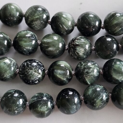 Seraphinit-Bergkristall-Mala mit Seraphinit-Anhänger (Oval) und Armband – Bild 16