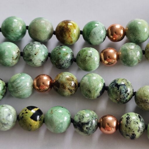 Variscit-Kupfer-Mala mit Variscit-Donut und Armband – Bild 16