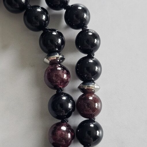 Granat-Turmalin (schwarz) -Mala mit Edelstahl-Anhänger (Engel mit Herz) – Bild 16