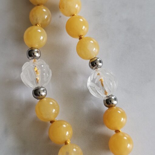 Jade (gelb) -Bergkristall-Mala mit gelbem Jade-Donut – Bild 16