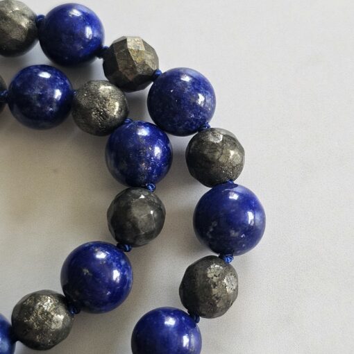 Lapislazuli-Pyrit (facettiert) -Mala mit Seidenquaste – Bild 15