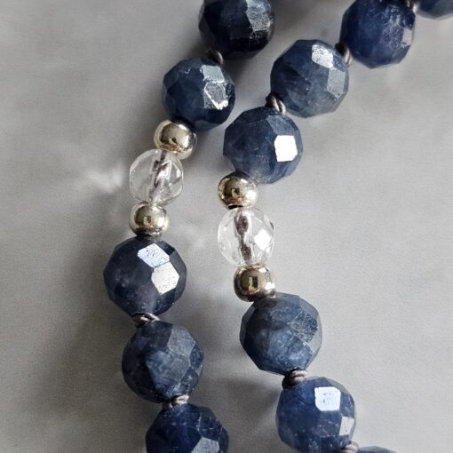 Saphir (blau und facettiert) -Bergkristall (facettiert) -Mala (1) mit 925  Silberquaste – Bild 16