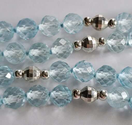 Topas (blau und facettiert) -Mala mit blauem Topas-Anhänger (Freiform) und Armband – Bild 16