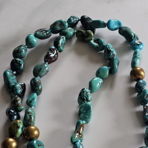 Türkis (Kiesel) -Messing-Mala mit Türkis-Anhänger (Freiform) und 2 Armbändern – Bild 14