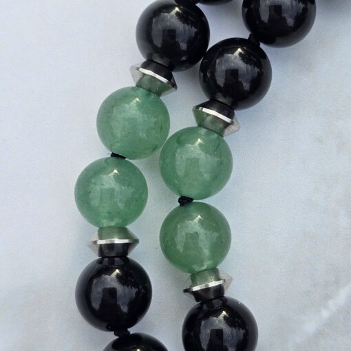 Obsidian-Chakra-Mala (1) mit Edelstahlanhänger (Blume des Lebens) – Bild 17